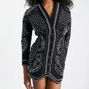 ASOS Design Structured Mini Dress With Pearl Embellishment